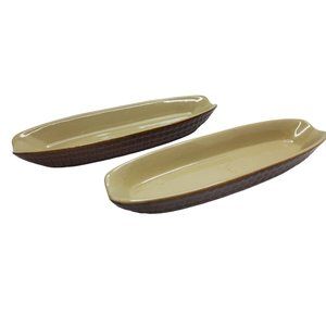 vintage pair of stoneware pottery corn shaped corn bread taiwan molds